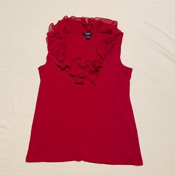Chaps Sleeveless Top Womens Ruffled Size Large - Picture 2 of 13